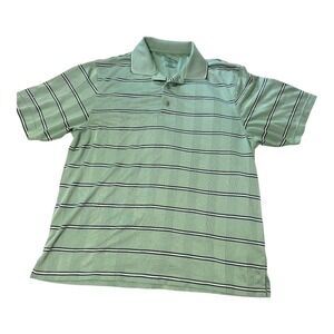 Champions Tour Polo Shirt Medium Mens Green Striped Short Sleeve Golf Preppy
